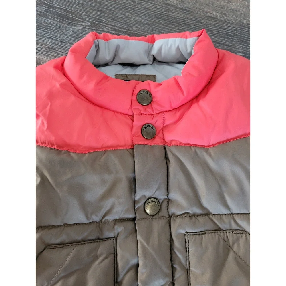 BabyGap Baby‎ Boy Puffer Vest Khaki Hunter Orange Color Block 12-18 Months #1